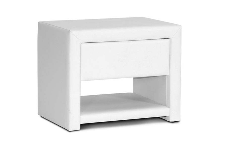Image of Massey White Upholstered Nightstand