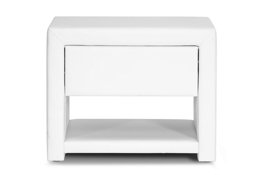 Massey White Upholstered Nightstand