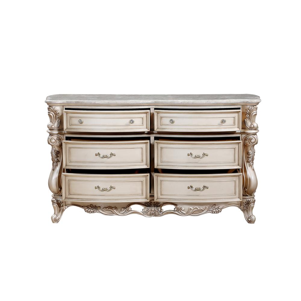 Gorsedd Dresser W/Marble Top, Marble & Antique White  (27445)