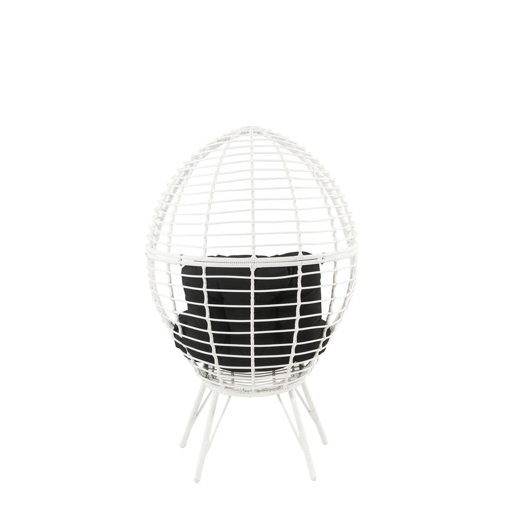 Galzed Patio Lounge Chair, Black Fabric & White Wicker (45109)