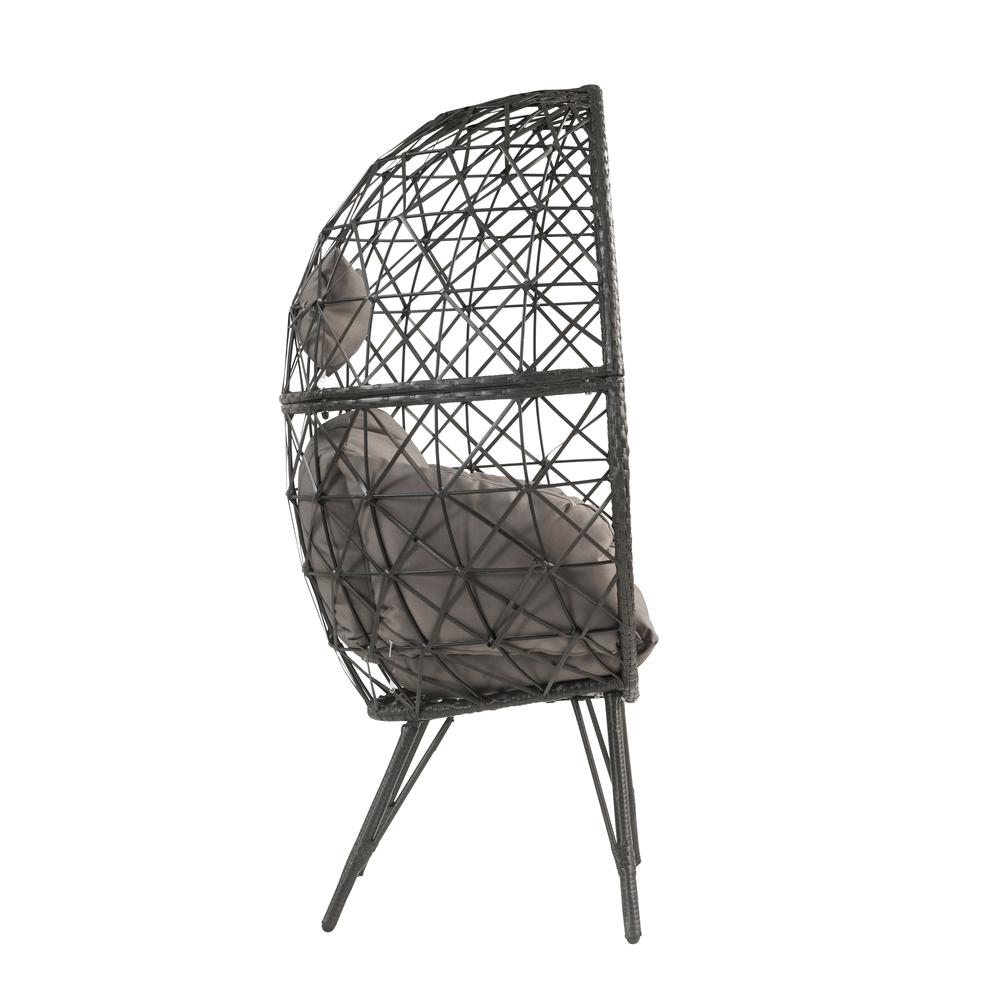 Aeven Patio Lounge Chair, Light Gray Fabric & Black Wicker (45111)
