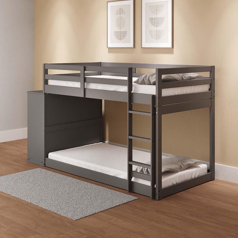 Gaston Gray Finish Twin/Twin Bunk Bed W/Cabinet