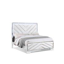 Image of Queen Bed With Led Lights, White