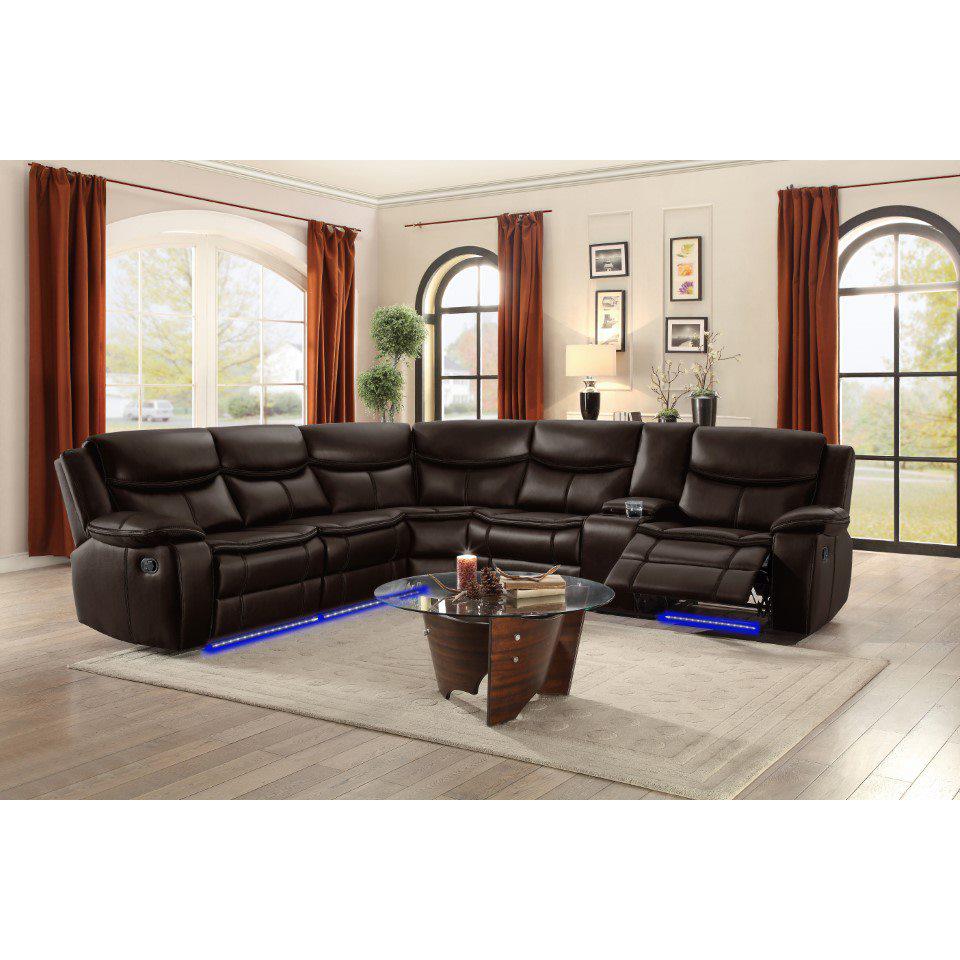 Reclining Sectional With Console And Led Lights