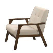 Image of Iven Mid-Century Wood Arm Chair, Cream