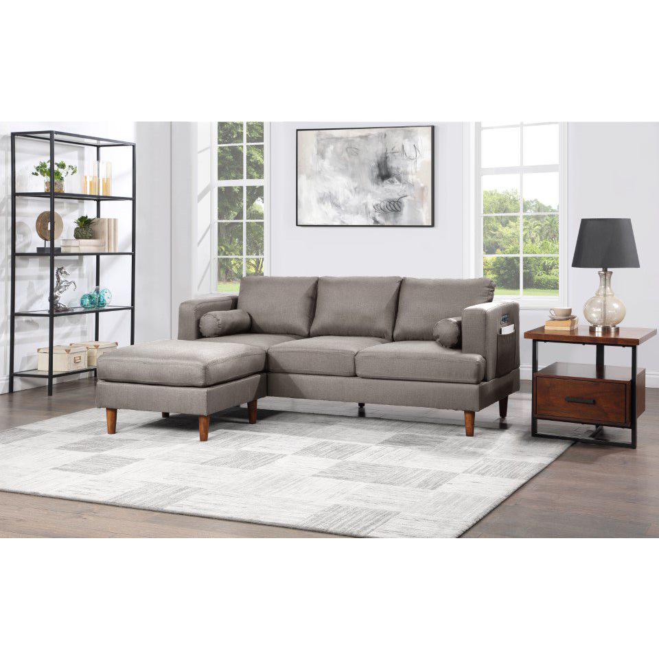 Nico Sofa with Reversible Chaise, Stone Grey