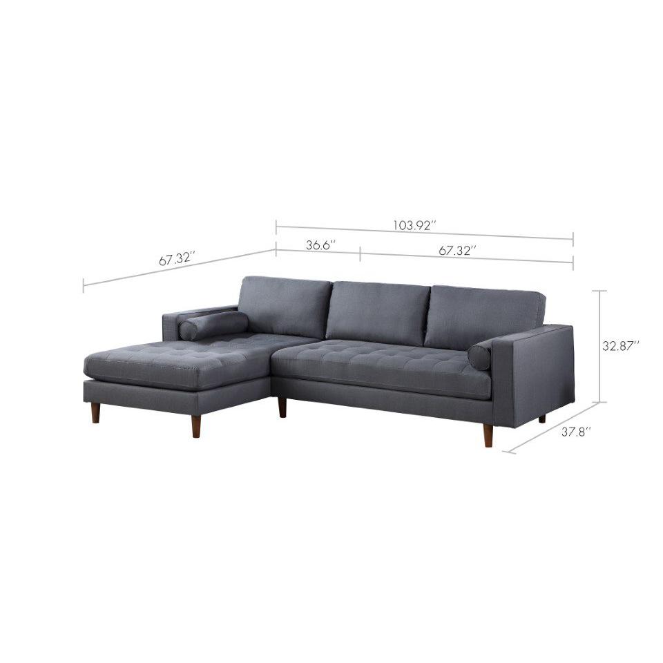 Parker Woven Sectional With Ottoman, Grey