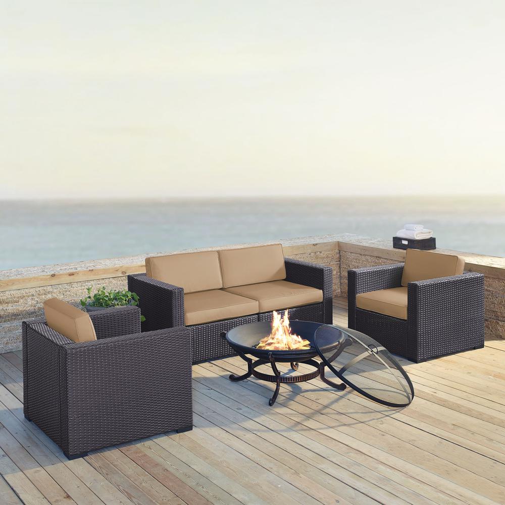 5Pc-Wicker-Conversation-Set-with-Fire-Pit - Mocha/Brown