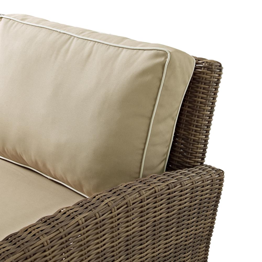 Bradenton 7Pc Outdoor Wicker Sofa Set Sand/Weathered Brown - Sofa, Coffee Table, Side Table, 2 Armchairs & 2 Ottomans