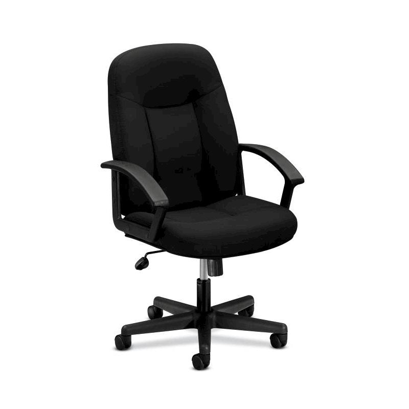 Image of Hvl601 Executive High-Back Chair | Center-Tilt | Fixed Arms | Black Fabric