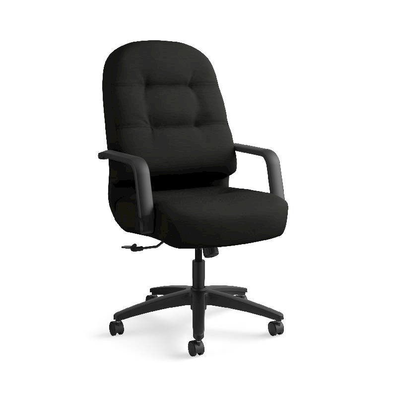 Image of Hon Pillow-Soft Executive High-Back Chair | Center-Tilt, Tension, Lock | Fixed Arms | Black Leather