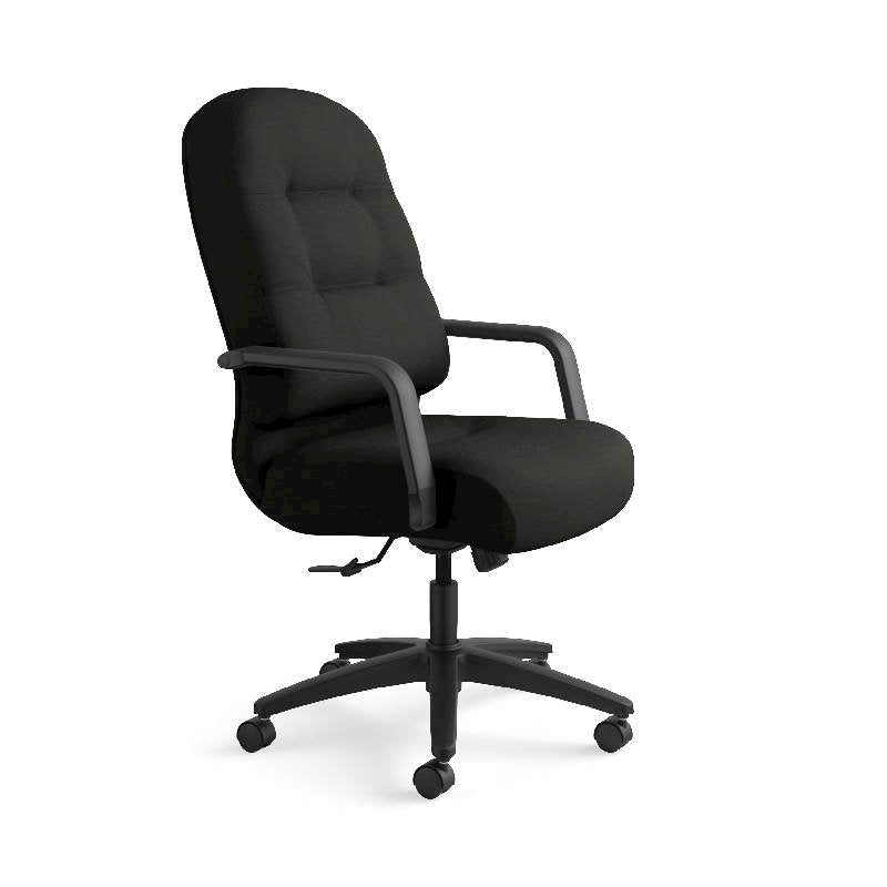 Hon Pillow-Soft Executive High-Back Chair | Center-Tilt, Tension, Lock | Fixed Arms | Black Leather