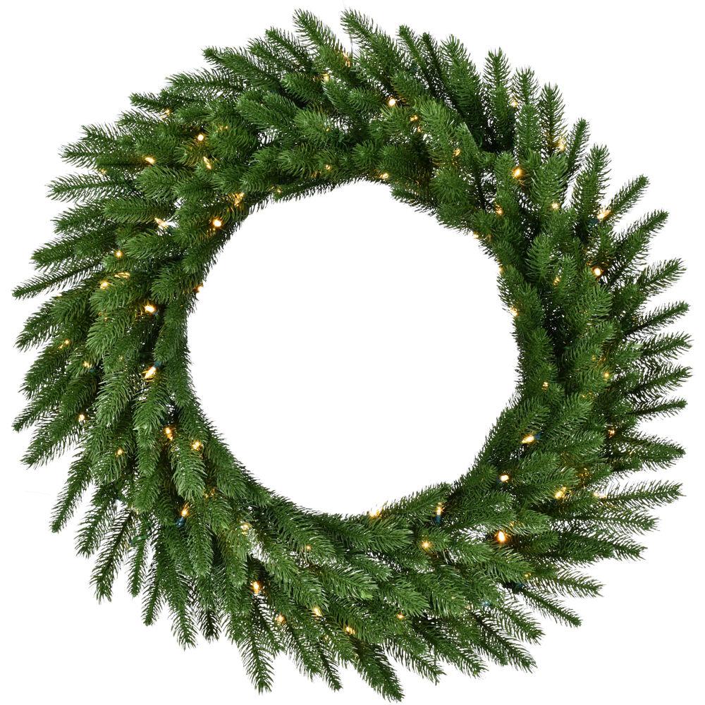 This is the image of FHF 24" Green Fir Wreath with Battery Operated Warm White LED Lights