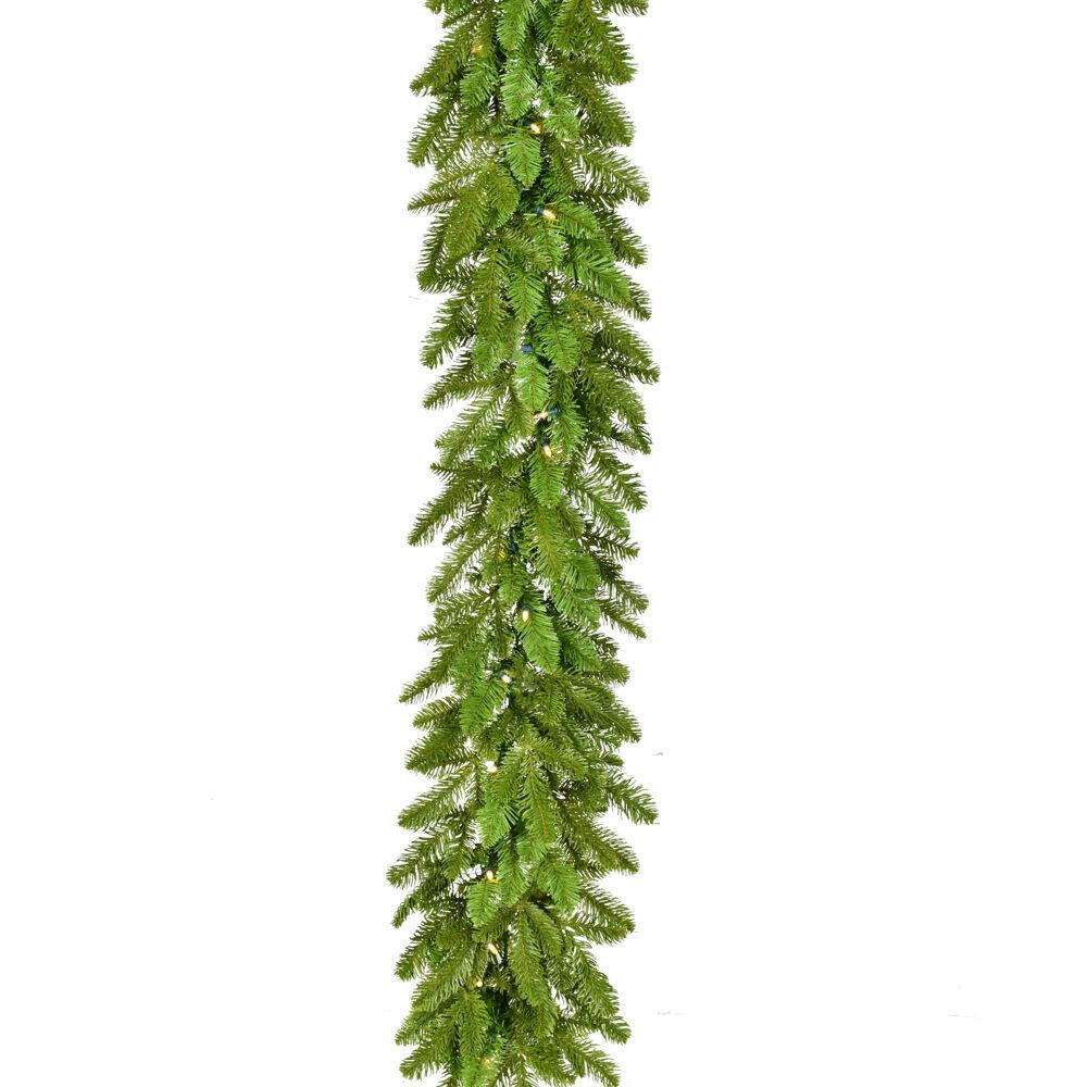 This is the image of FHF 9-Foot Grandland Garland with Battery Operated Warm White LED Lights