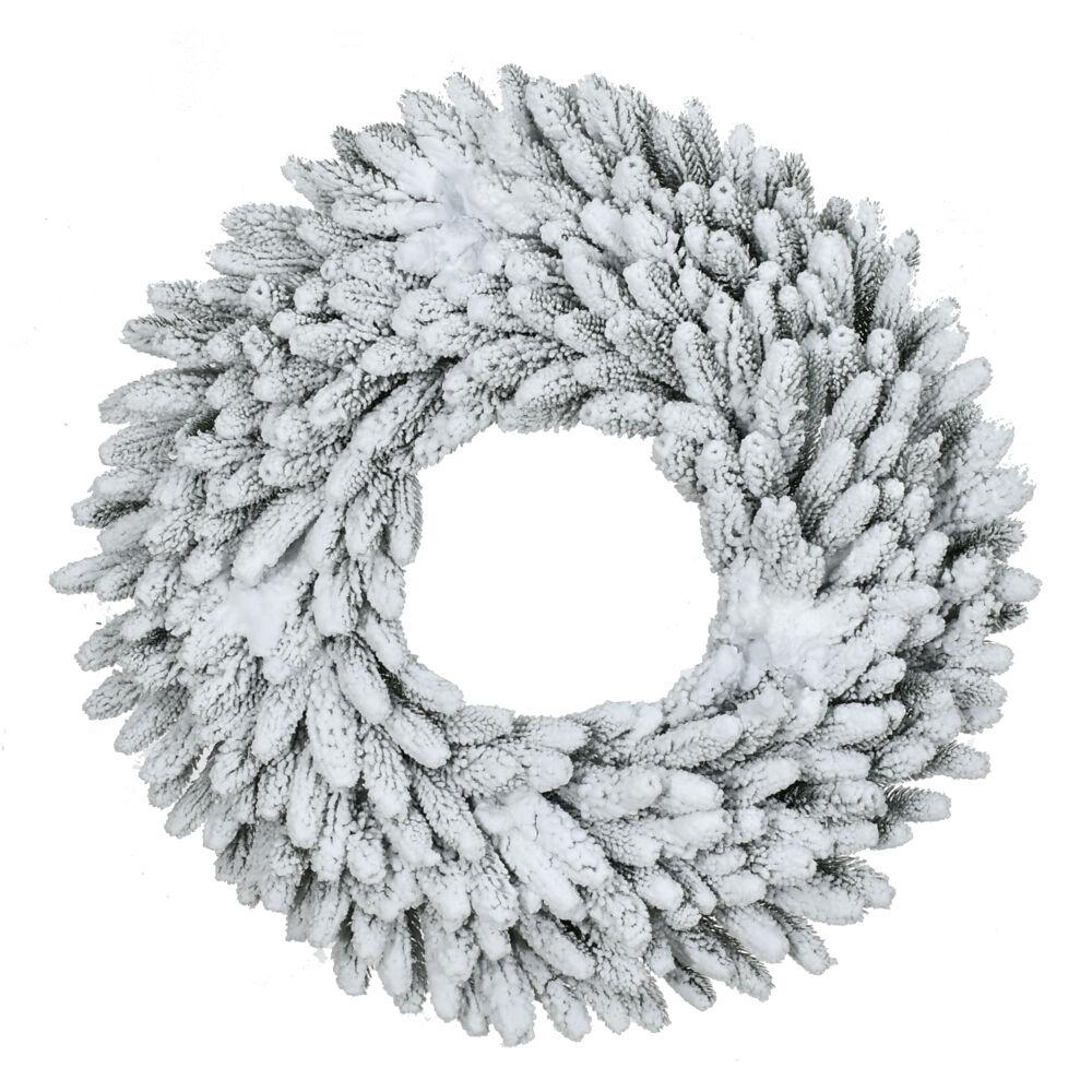 This is the image of FHF 24" Icy Frost Snow Flocked Wreath - No Lights