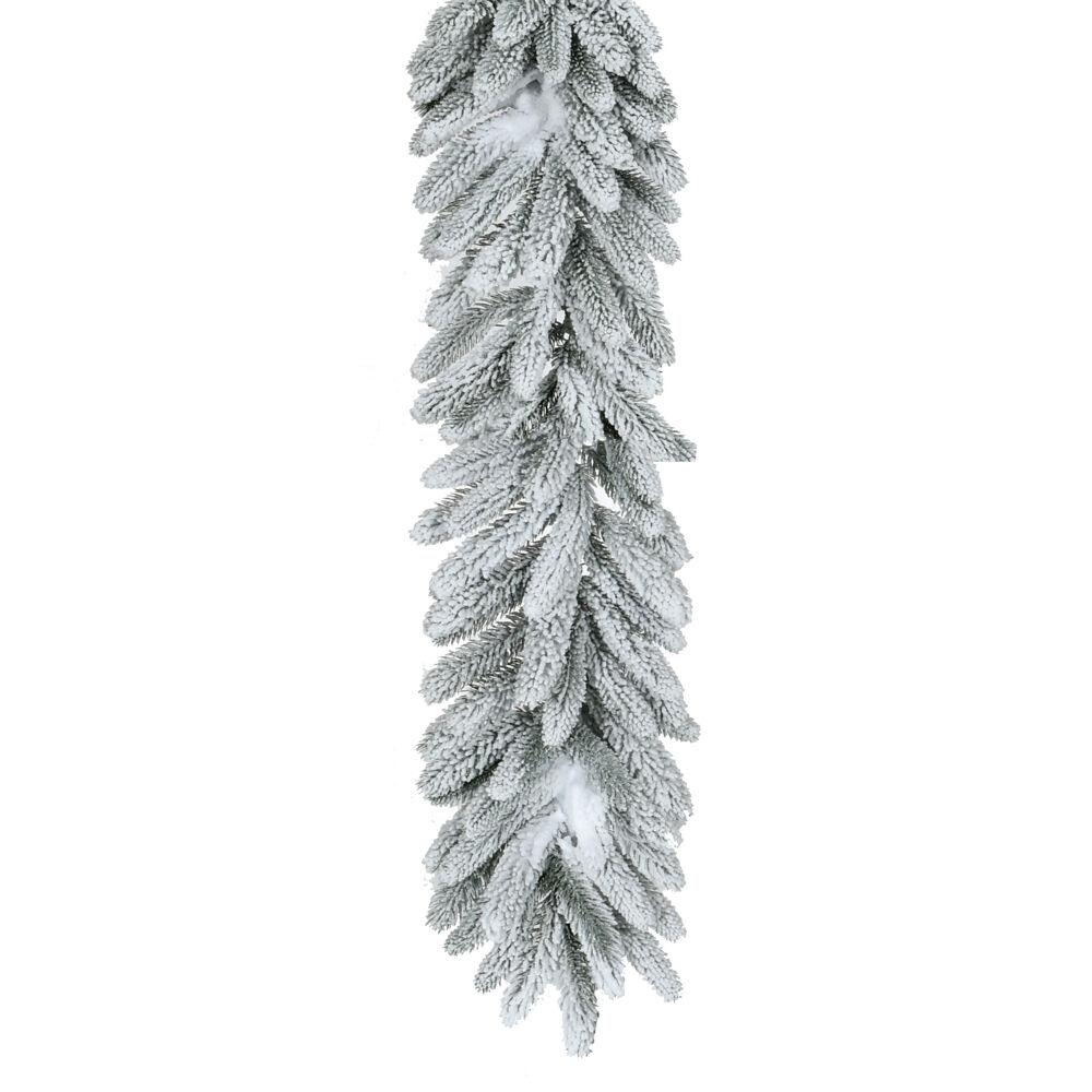 This is the image of 9-Ft Icy Frost Snow Flocked Garland - No Lights