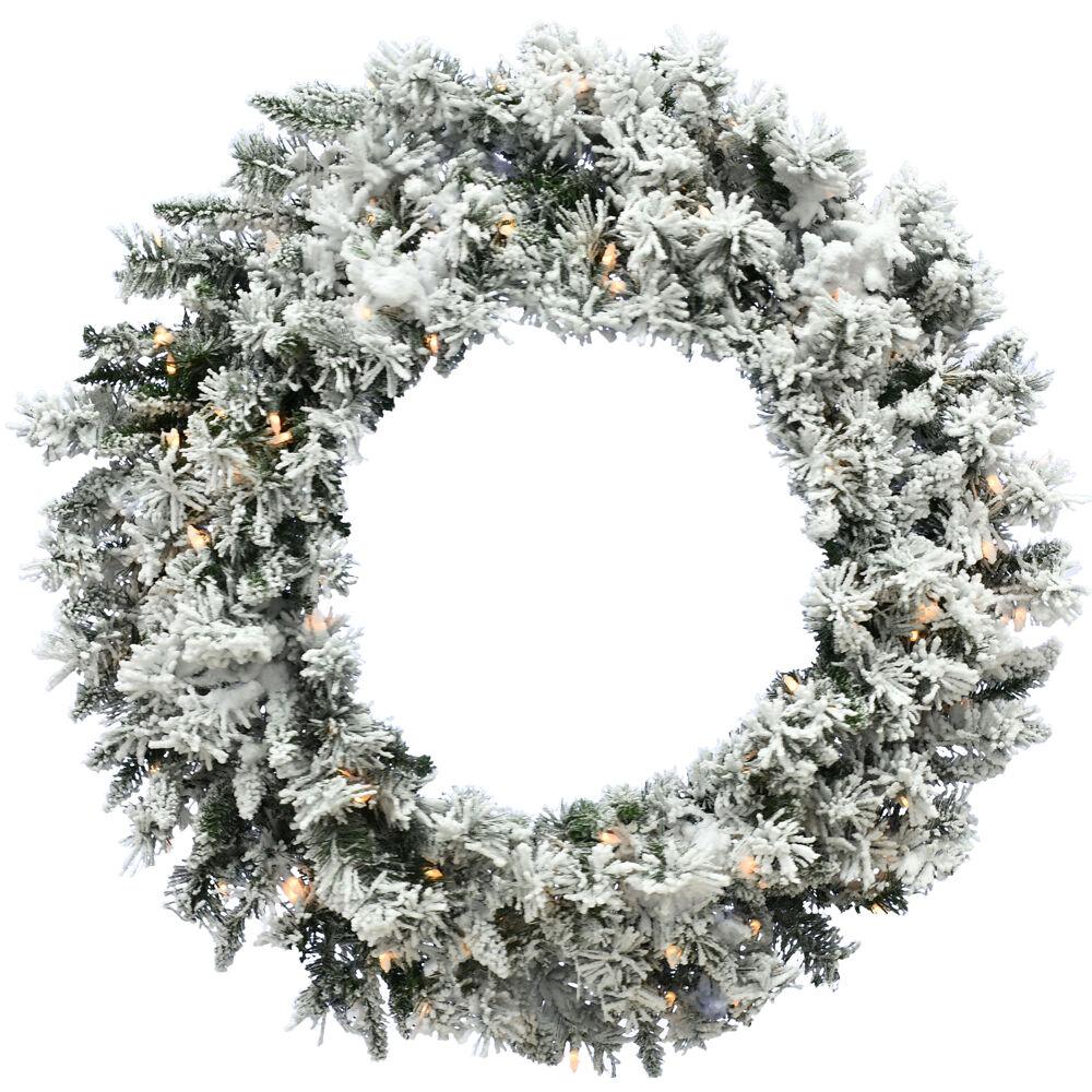 This is the image of FHF 24-Inch Mountain Pine Flocked Wreath with Battery-Operated LED Lights