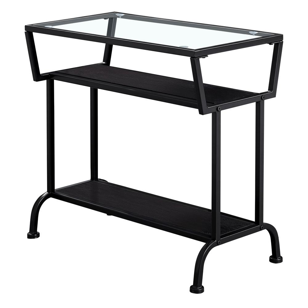 Image of Accent Table - 22"H / Cappuccino / Black / Tempered Glass