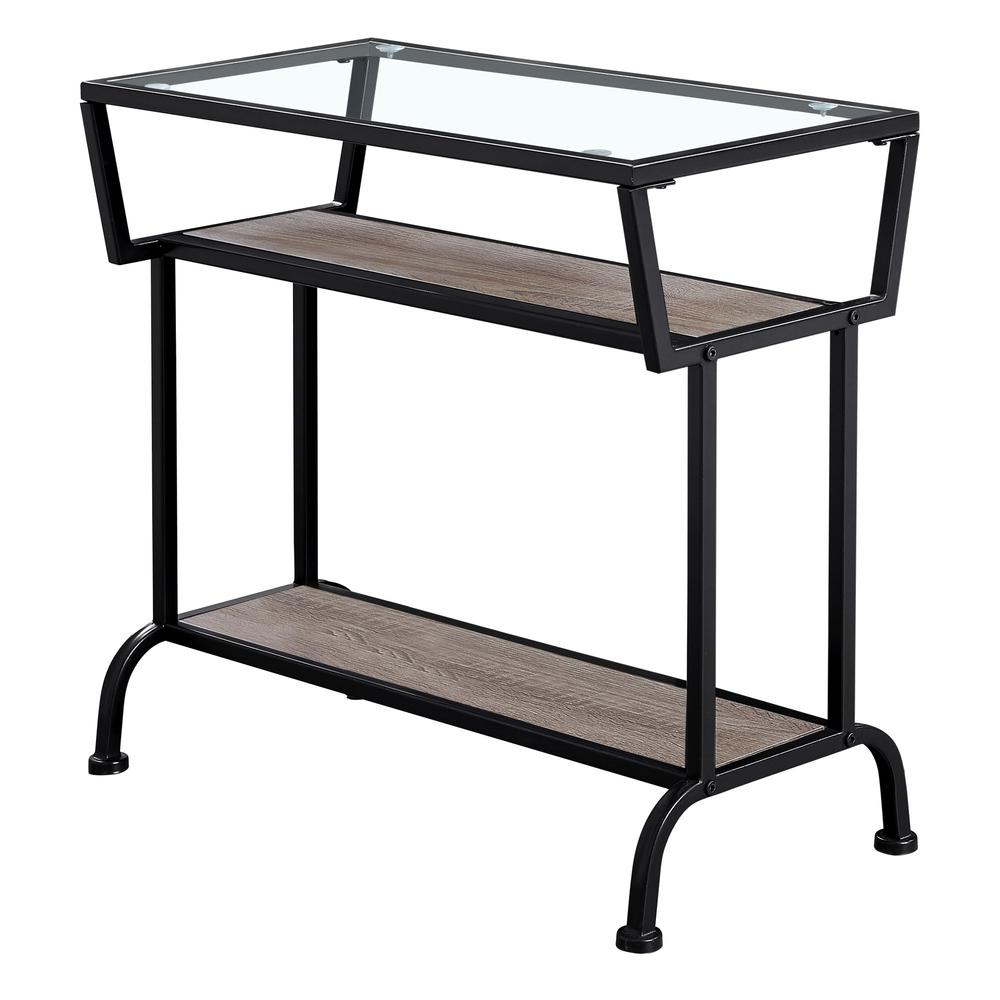 Image of Accent Table - 22"H / Dark Taupe / Black / Tempered Glass With Shelf