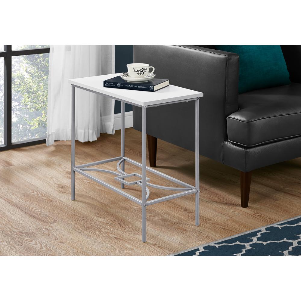 Accent Table - 22"H / White / Silver Metal