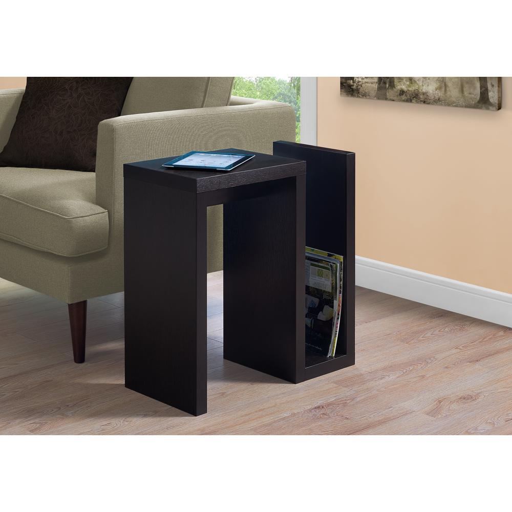 Accent Side Table - 24"H / Cappuccino With Storage