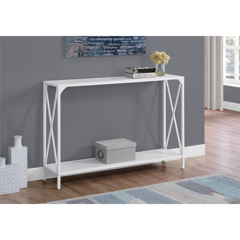 Accent Table - 48"L / White / White Metal Hall Console