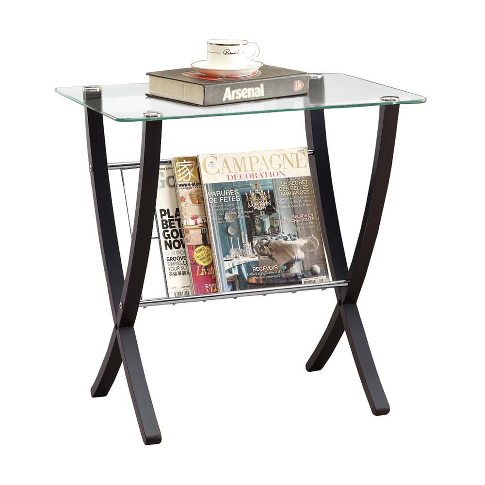 Image of Accent Table - Cappuccino Bentwood / Tempered Glass / Rack