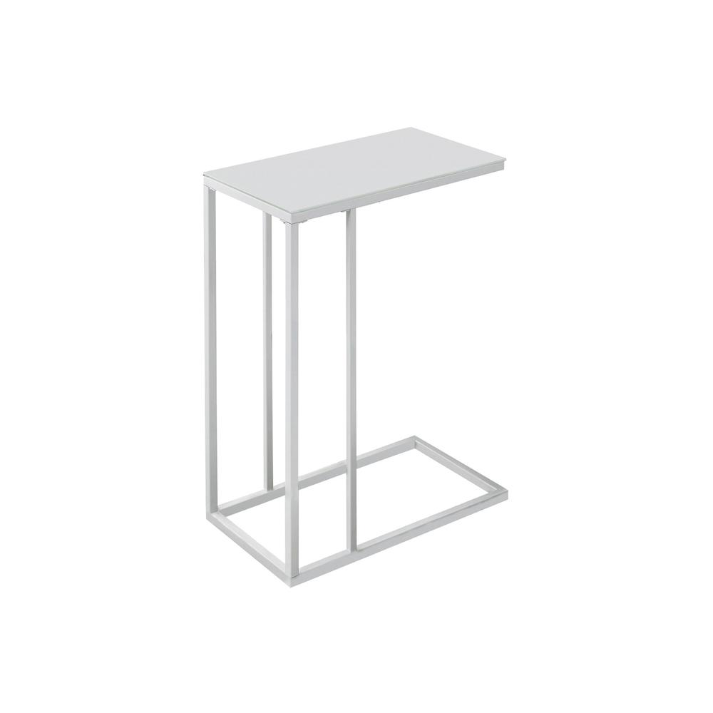 Image of Accent Table - White Metal With Frosted Tempered Glass