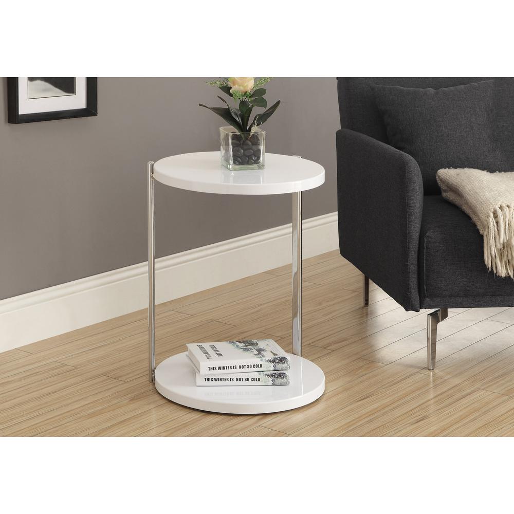 Accent Table - Glossy White / Chrome Metal