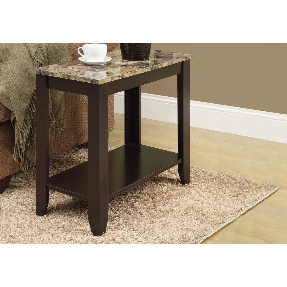 Accent Table - Cappuccino / Marble Top