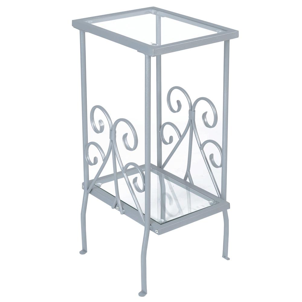 Image of Accent Table - 30"H / Silver Metal With Tempered Glass