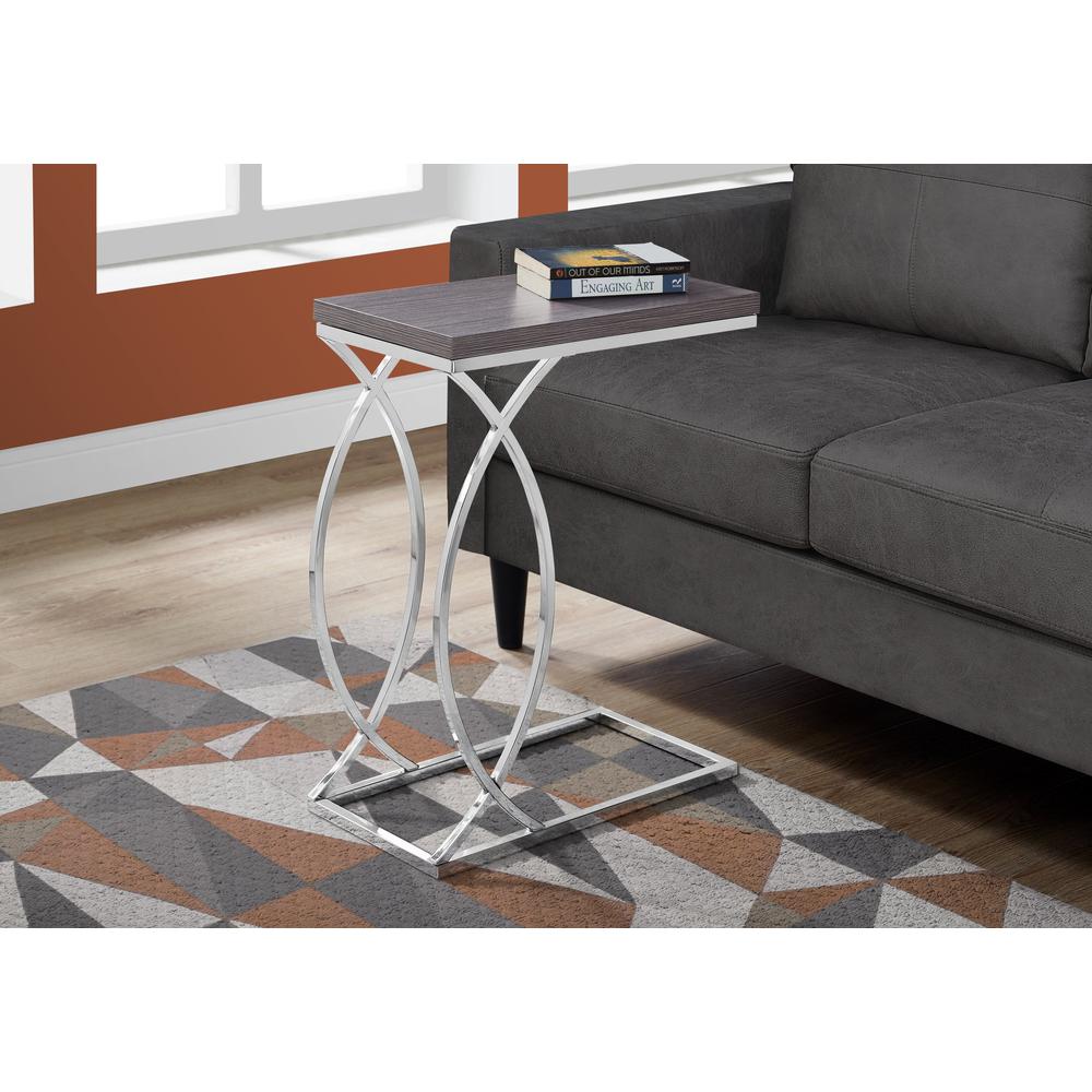 Accent Table - Grey Wood Look With Chrome Metal