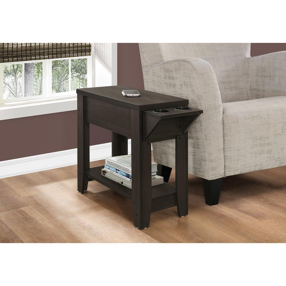 Accent Table - 23"H / Cappuccino With A Glass Holder