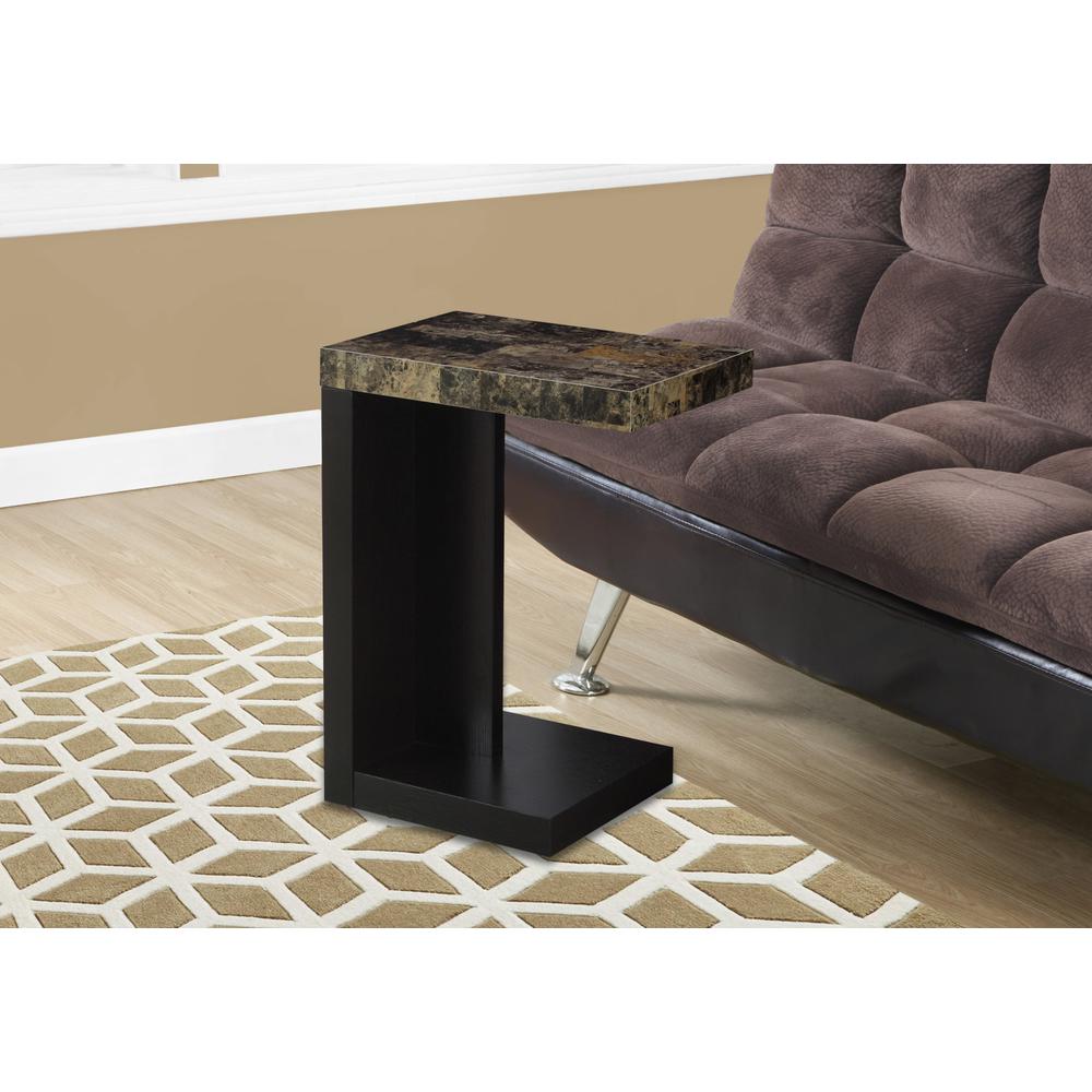 Accent Table - Cappuccino / Marble-Look Top