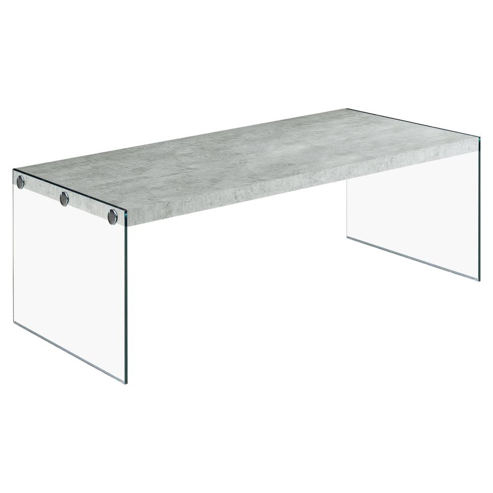 Image of Coffee Table - Grey Cement With Tempered Glass