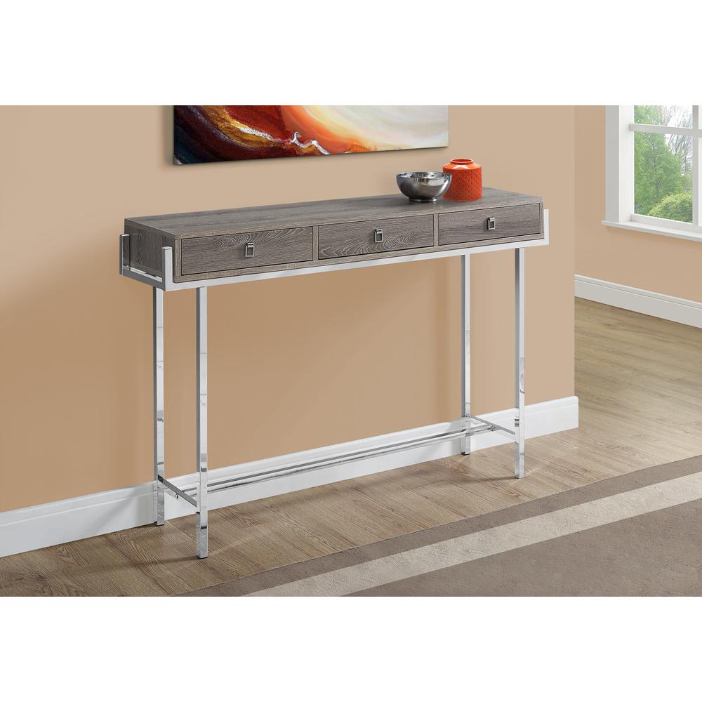 Console Table - 48"L / Dark Taupe / Chrome Metal