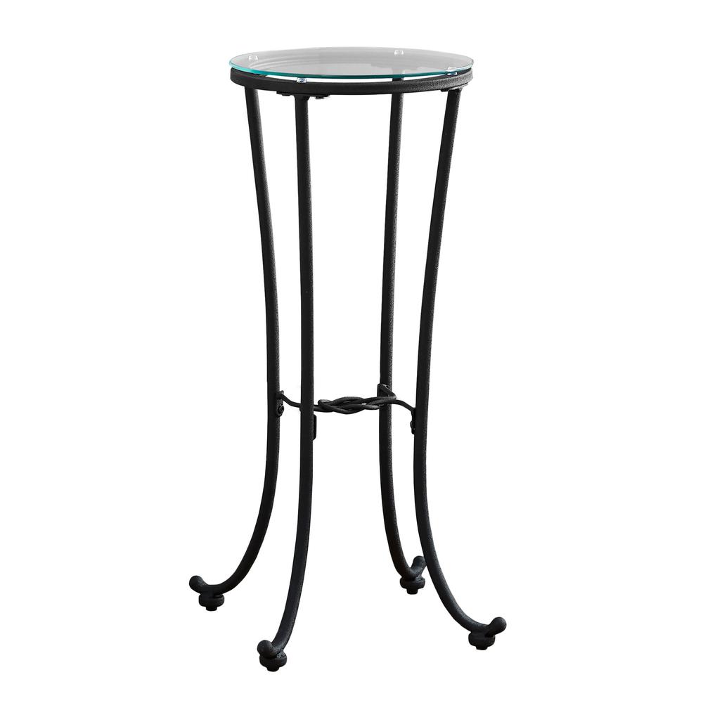 Image of Accent Table - Hammered Black Metal With Tempered Glass