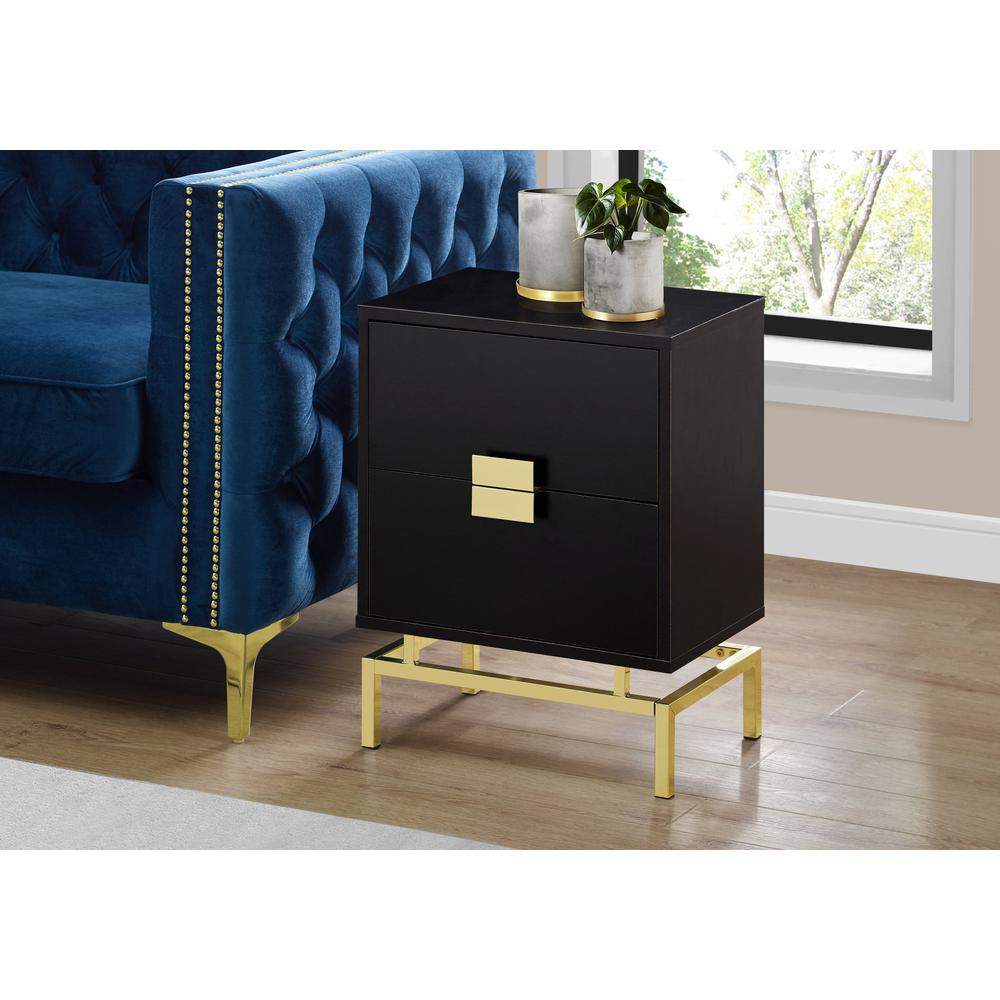 Accent Side Table - 24"H / Cappuccino / Gold Metal