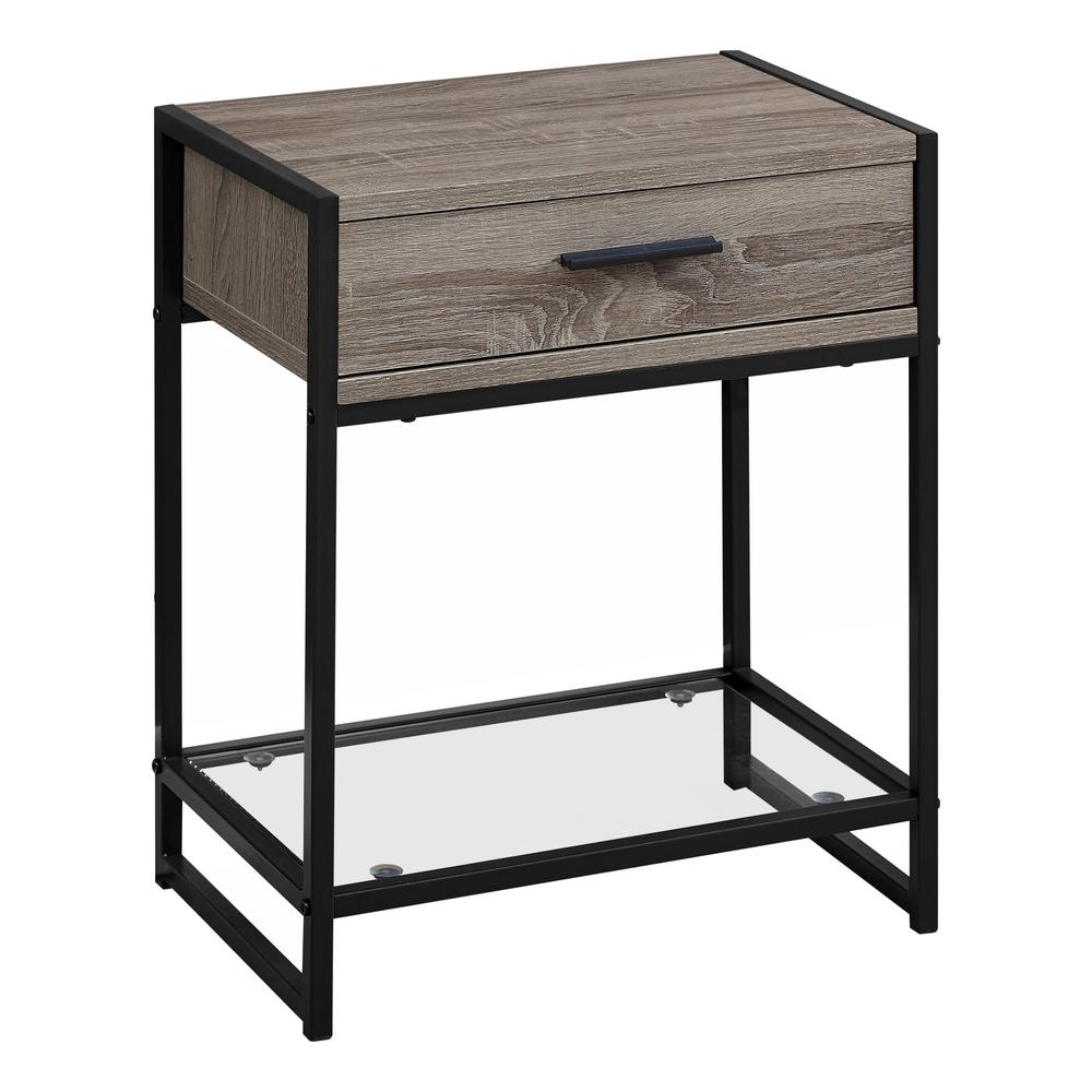 Image of Accent Table - 22"H / Dark Taupe / Black / Tempered Glass
