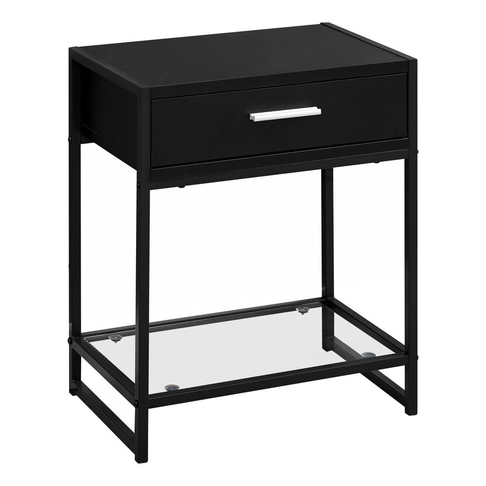 Image of Accent Table - 22"H / Black / Black Metal/ Tempered Glass