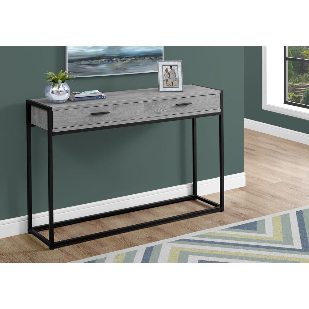 Console Table - 48"L / Grey Wood Look / Black Metal
