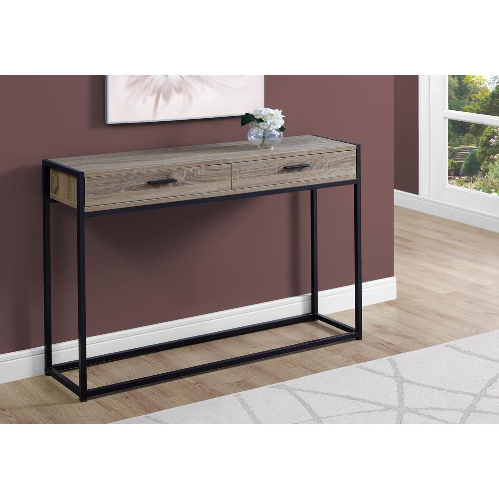 Accent Table - 48"L / Dark Taupe / Black Hall Console