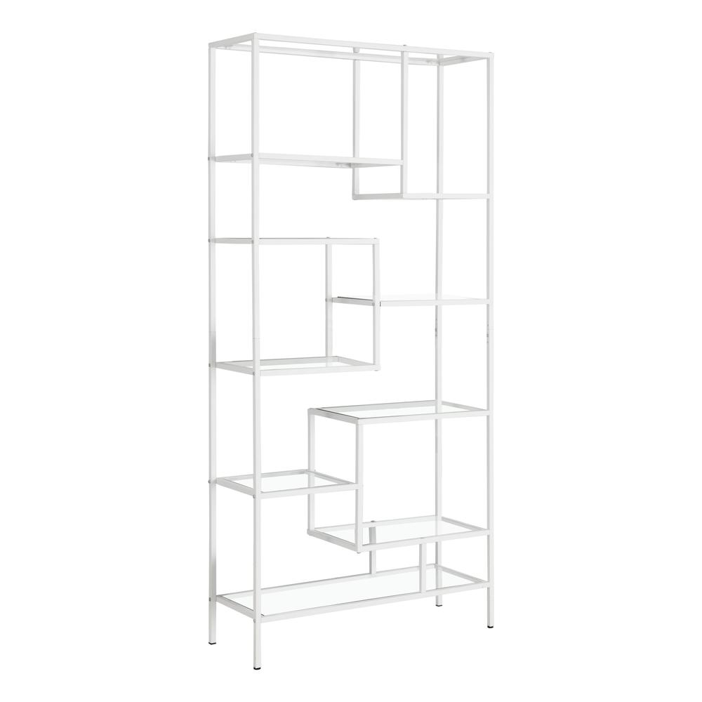 Image of Bookcase - 72"H / White Metal With Tempered Glass