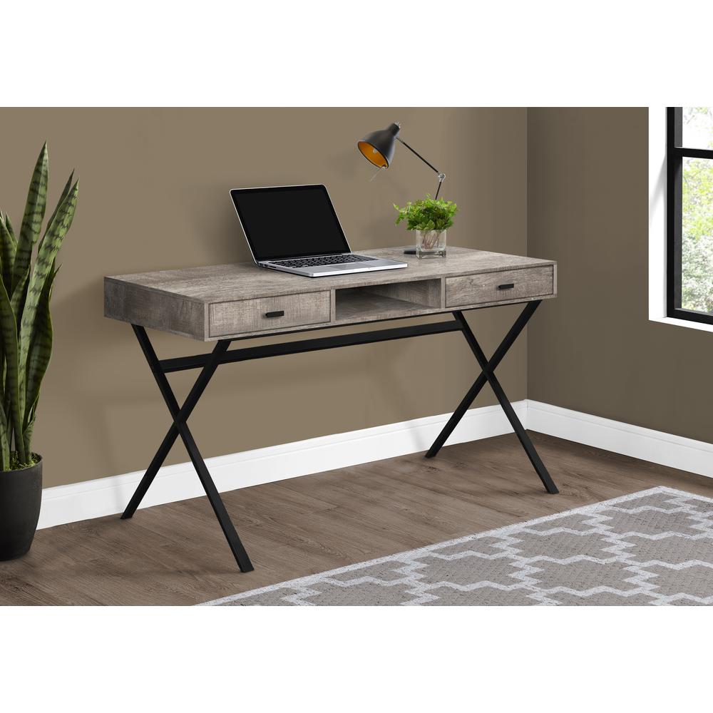 Computer Desk - 48"L / Contemporary Taupe Reclaimed Wood Look / Black Metal
