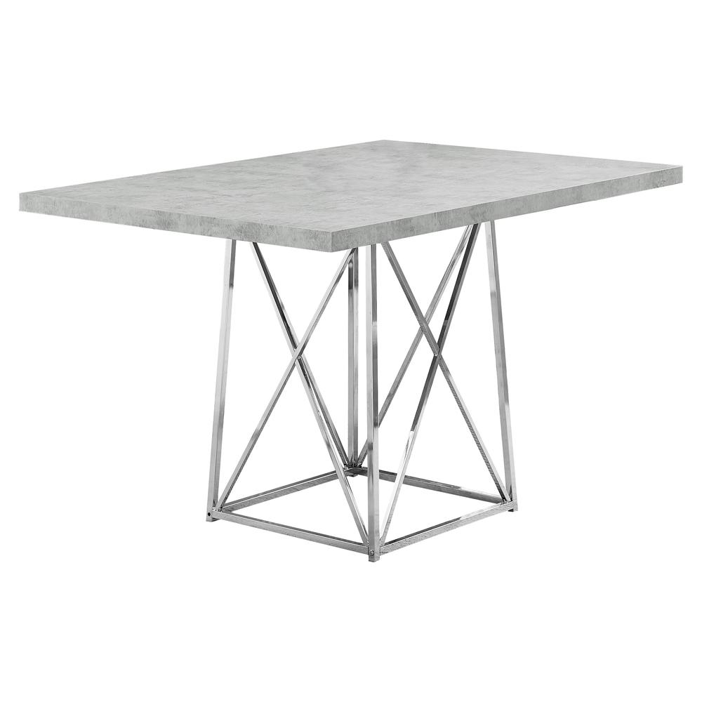 Image of Dining Table - 36"X 48" / Grey Cement / Chrome Metal