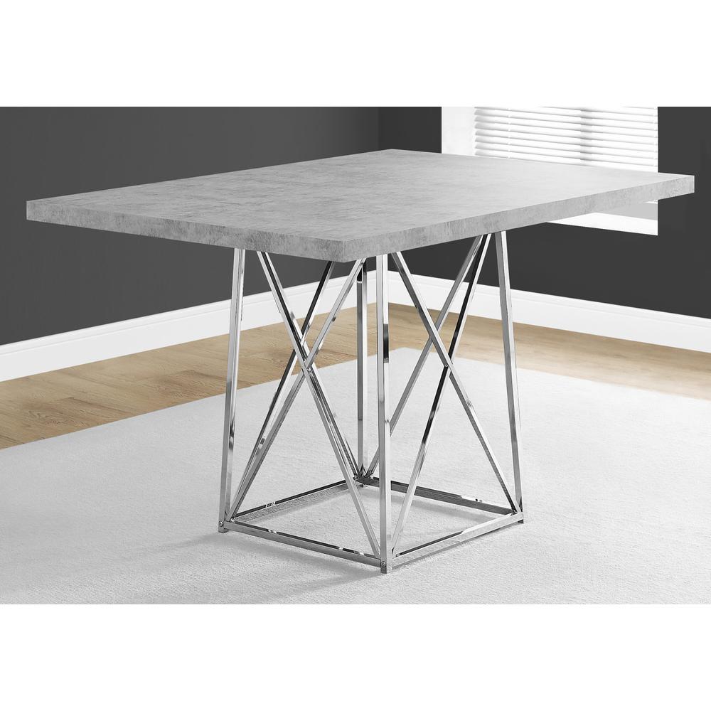 Dining Table - 36"X 48" / Grey Cement / Chrome Metal