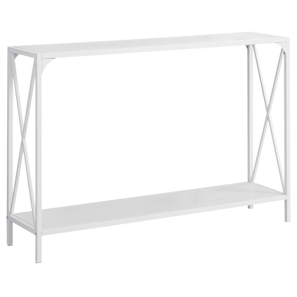 Image of Accent Table - 48"L / White / White Metal Hall Console