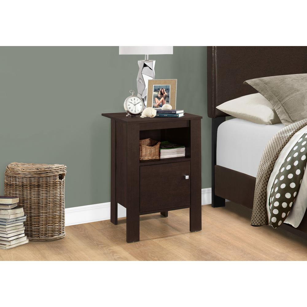 Accent Table - Cappuccino Night Stand With Storage