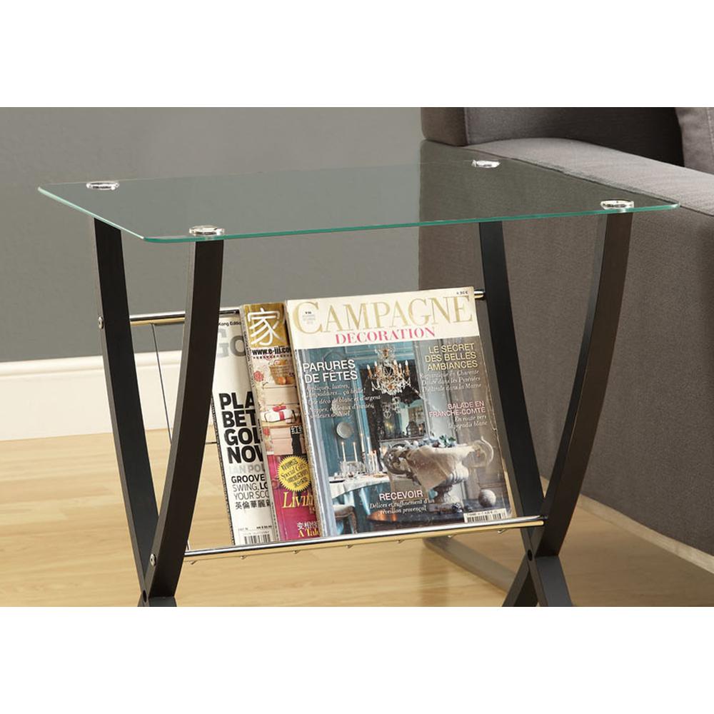 Accent Table - Cappuccino Bentwood / Tempered Glass / Rack