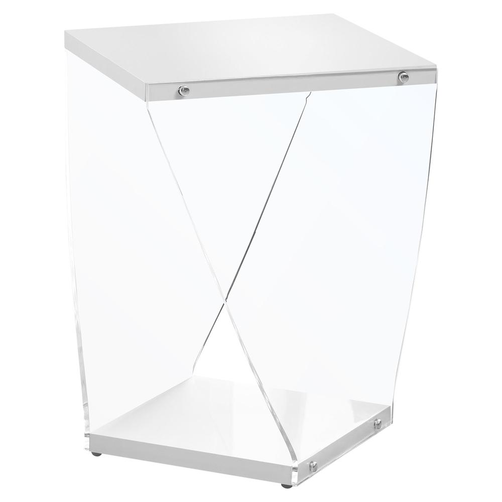 Image of Accent Table - 22"H / Glossy White / Clear Acrylic